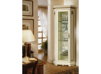 Шкаф-витрина для гостиной «Милана 10» П265.10-01 (слоновая кость с золочением)