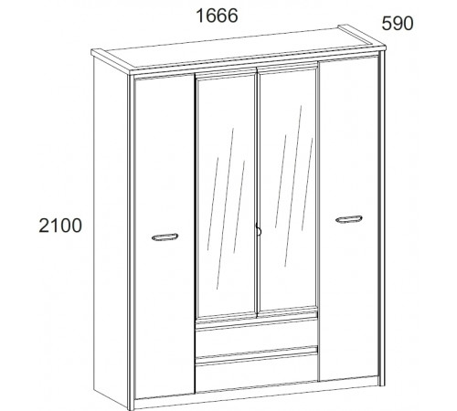 Четырехстворчатый шкаф для одежды с зеркалом Джаз 4DG2S Z Четырехстворчатый шкаф для одежды с зеркалом Джаз 4DG2S Z