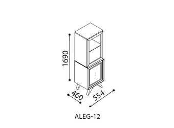 Одностворчатый шкаф витрина для посуды в гостиную Алегро ALEG-12
