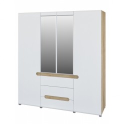 Четырехстворчатый шкаф для одежды и белья с зеркалом в спальню Леонардо МН-026-09
