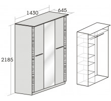 Трехстворчатый шкаф гардероб для спальни Элана, цвет Бодега белая