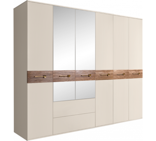 Шестистворчатый шкаф для одежды с зеркалами и ящиками Богемия Вуд (Bogemia Wood) БМШ1/61 (Wo)